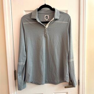 FootJoy Men's Gray Long Sleeve Golf Polo Shirt Size Medium